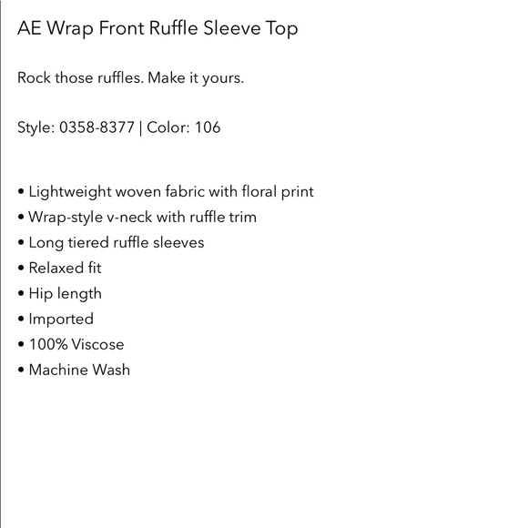 AEO Floral Wrap Front Ruffle Sleeve - Picture 5 of 6